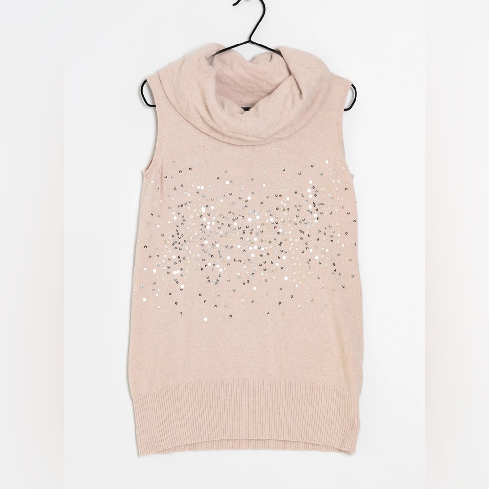 Zara sleeveless cowl neck sweater angora blend with scattered sequins